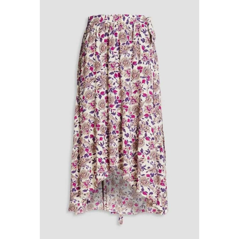 ba&sh Skirt Womens M Cream Purple Floral Asymmetric Midi‎ Paisley Boho Festival
